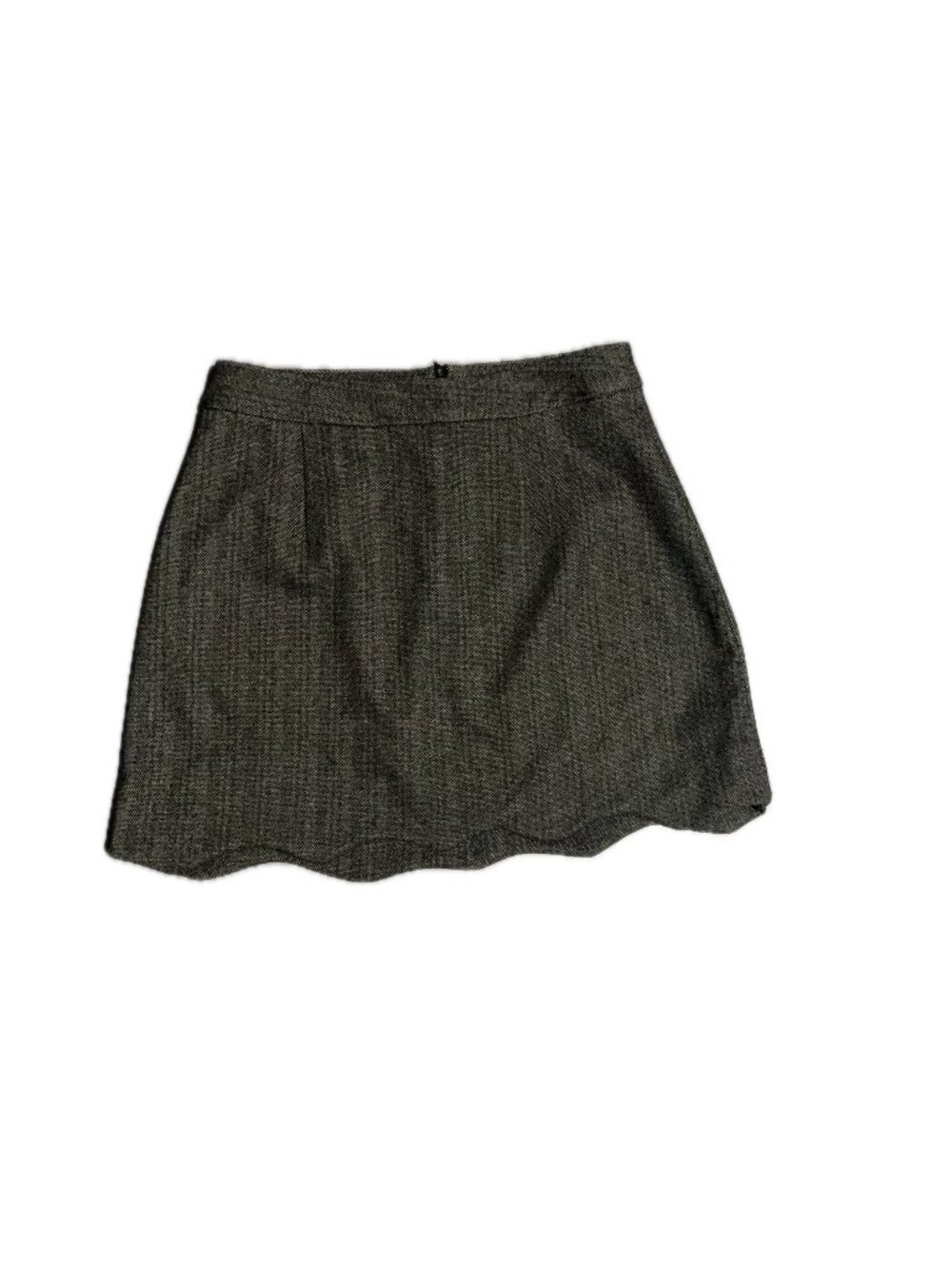 Handmade Gray Scalloped Hem Structured Mini Skirt